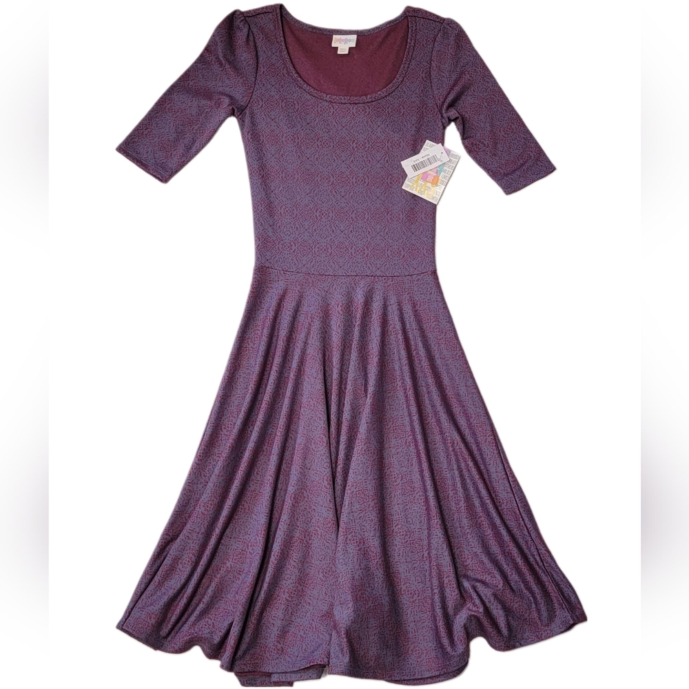 LuLaRoe Nicole XXS Fit to Flare Midi Dress